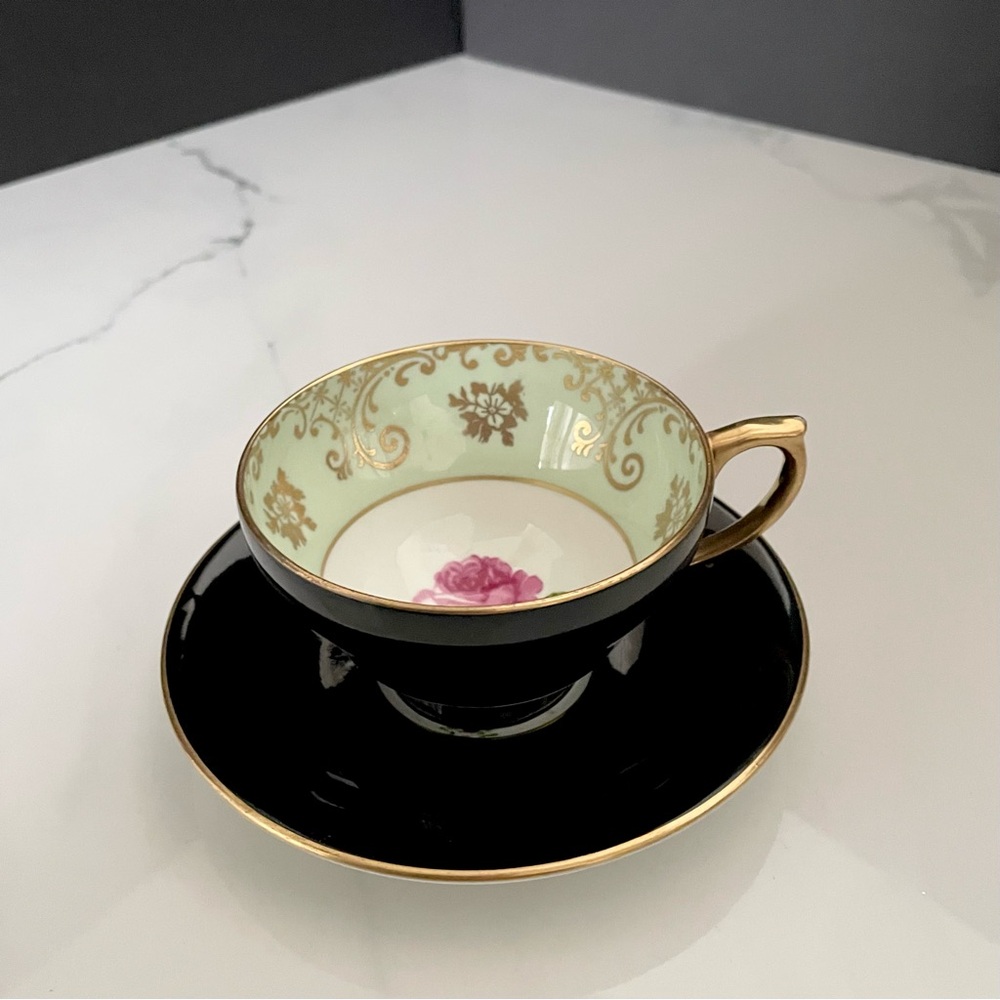Black Rose Cup & Saucer - Windsor Bone China